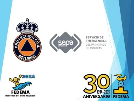 Logos protección civil y SEPE, logos de FEDEMA 30 aniversario y Sella adaptado 2024