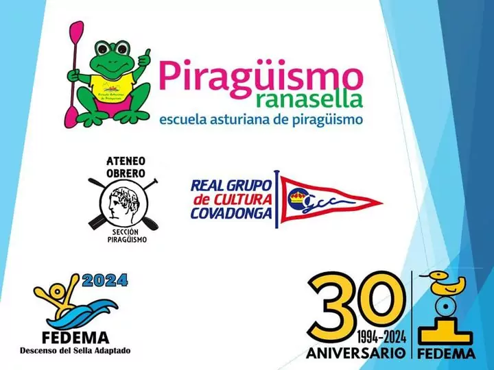 Logos Escuela piragüismo Ranasella, Ateneo Obrero Villaviciosa, Grupo Cultura Covadonga